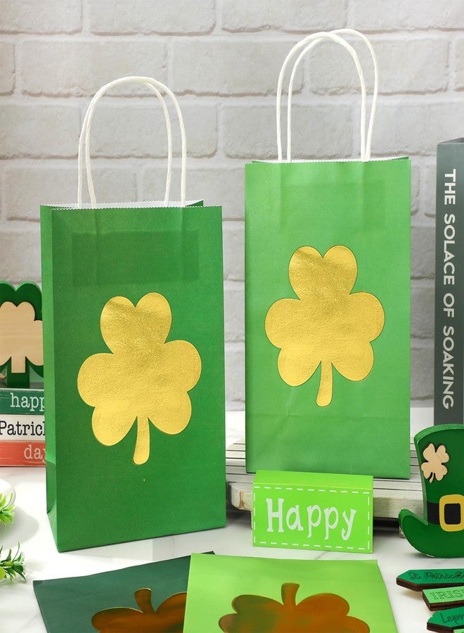 وولاين مجموعة Whaline من 36 كيس هدايا ورقي مزين بورق الألمنيوم على شكل نبتة البرسيم الأخضر المتدرج، مثالية لتوزيعات حفلات عيد القديس باتريك. - Image 4