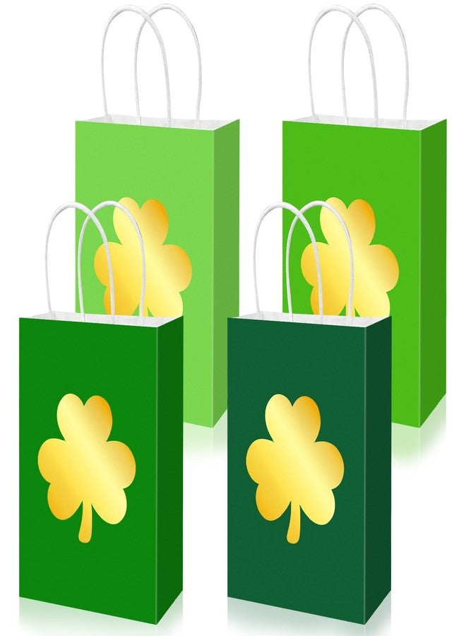 وولاين مجموعة Whaline من 36 كيس هدايا ورقي مزين بورق الألمنيوم على شكل نبتة البرسيم الأخضر المتدرج، مثالية لتوزيعات حفلات عيد القديس باتريك. - Image 1