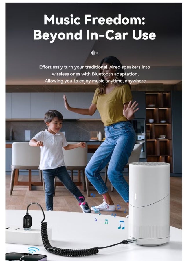 Aux Bluetooth Adapter for Car, Essager Noise Cancelling Bluetooth 5.0 Receiver,Lossless Music USB to 3.5mm Jack Audio Adapter with Built-in Microphone for Car Kits/Home Stereo/Handsfree Call Speaker