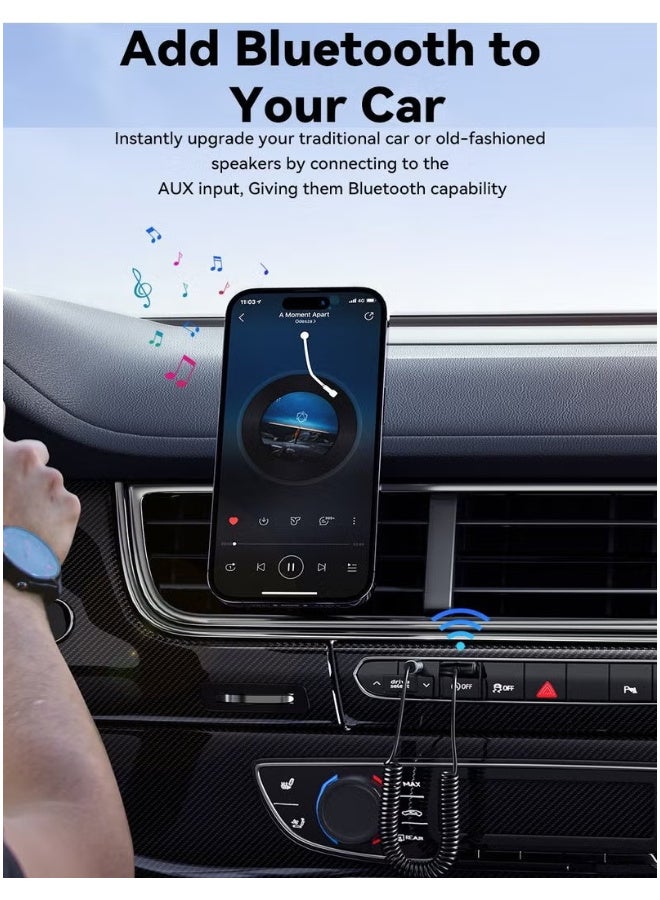 Aux Bluetooth Adapter for Car, Essager Noise Cancelling Bluetooth 5.0 Receiver,Lossless Music USB to 3.5mm Jack Audio Adapter with Built-in Microphone for Car Kits/Home Stereo/Handsfree Call Speaker