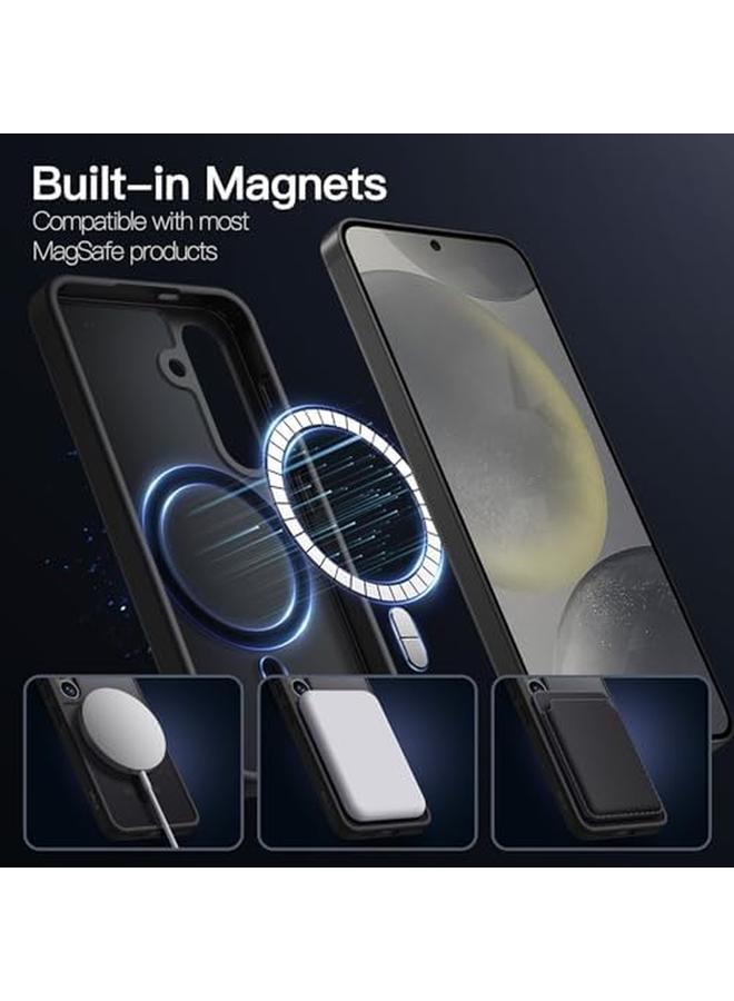 جي تيك جراب مغناطيسي لهاتف Samsung Galaxy S24 5G متوافق مع Magsafe، غطاء خلفي شفاف غير لامع مقاوم للصدمات، أسود - Image 3