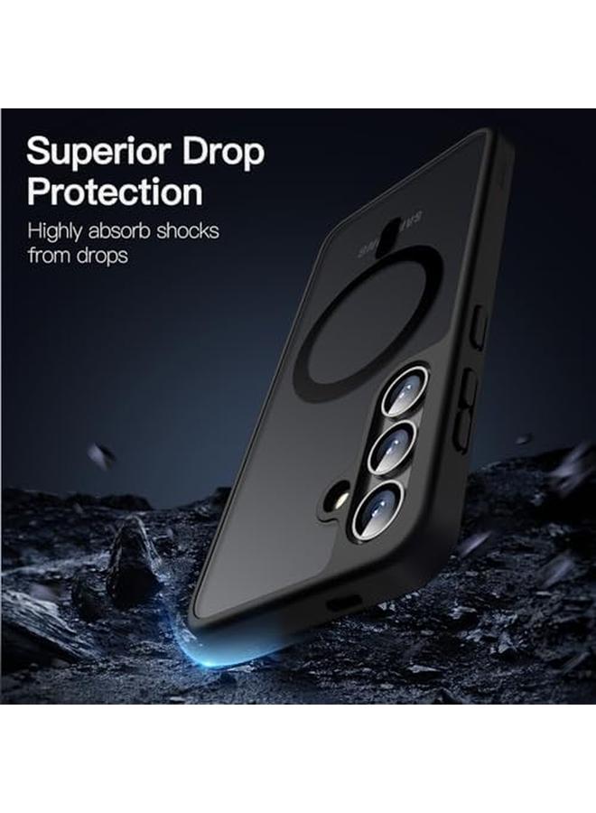 جي تيك جراب مغناطيسي لهاتف Samsung Galaxy S24 5G متوافق مع Magsafe، غطاء خلفي شفاف غير لامع مقاوم للصدمات، أسود - Image 4