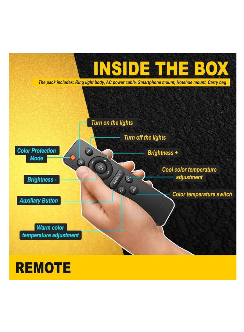 LED Ring Light with 3 Color Modes, Dimmable for Photography, YouTube, Video Clips, and Live Streaming (Includes 3 Stands + Remote Control, 35.5 cm + Stand) - Image 4