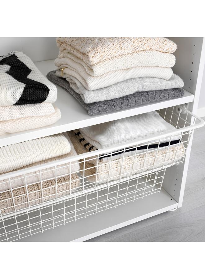 زبون سلة سلكية مع سكة قابلة للسحب، بيضاء، 80×40 سم - Image 3