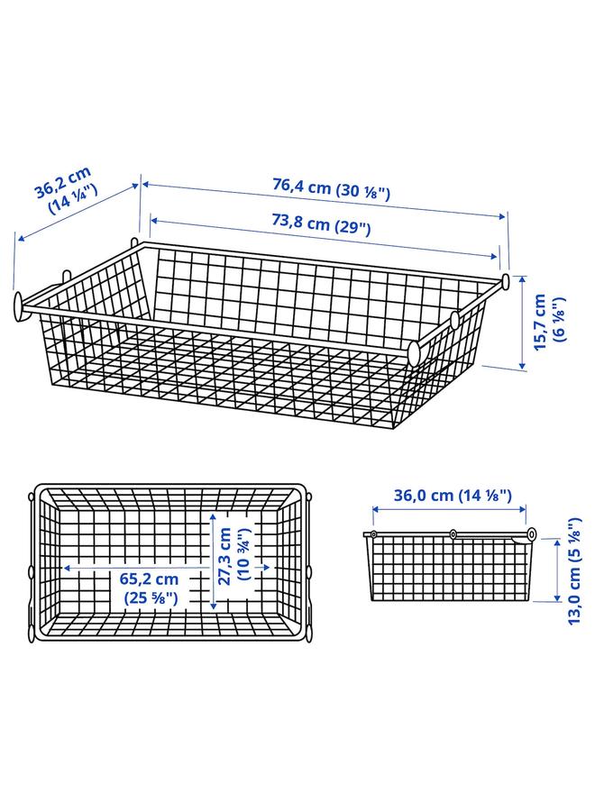زبون سلة سلكية مع سكة قابلة للسحب، بيضاء، 80×40 سم - Image 4