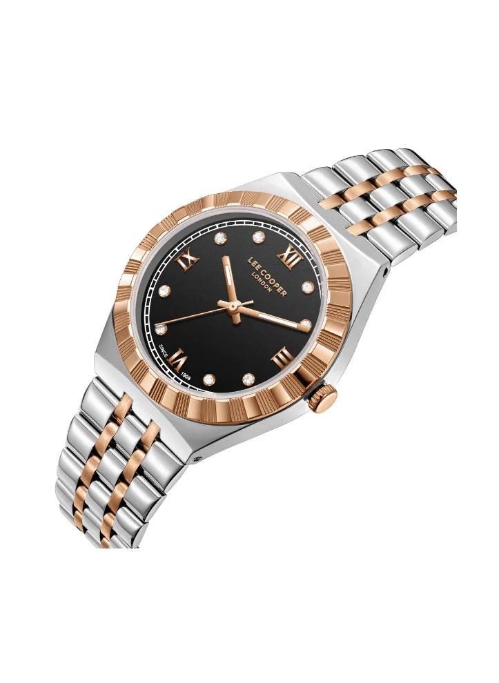 لي كوبر LEE COOPER LC08059.560 Women's Analog Display Watch & Metal Strap Silver/Rose Gold