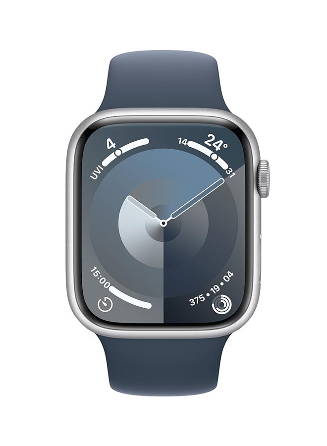 Apple Renewed - Series 9 GPS 45mm Aluminium Case With Storm Blue Sport Band Silver - Image 2