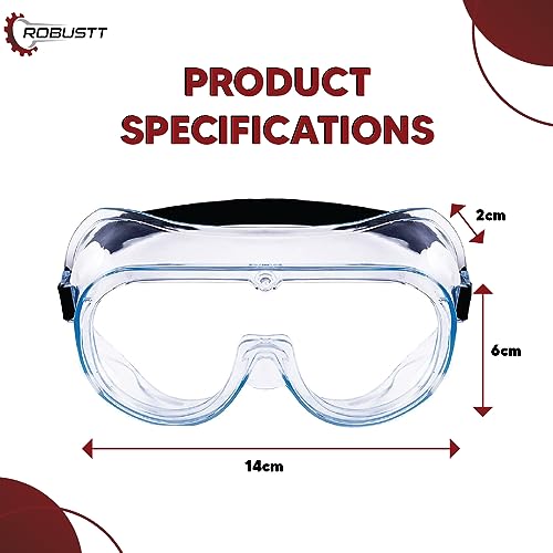 Robustt Safety Goggles for Chemical Protection with an Adjustable Strap and Minimum Lens Fogging (Pack of 4) - Image 2