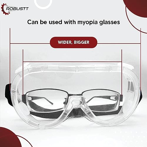 Robustt Safety Goggles for Chemical Protection with an Adjustable Strap and Minimum Lens Fogging (Pack of 4) - Image 4