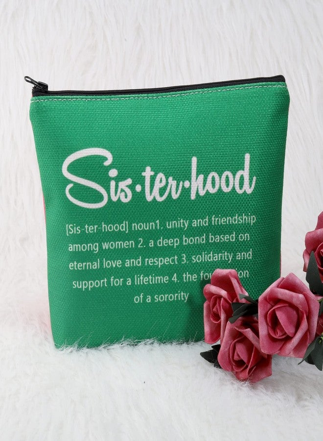 POFULL Pink and Green Sorority Graduation Bag - Greek Paraphernalia Cosmetic Bag Sisterhood Gift (Pink and green bag) - Image 3