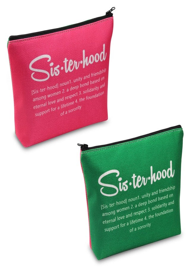 POFULL Pink and Green Sorority Graduation Bag - Greek Paraphernalia Cosmetic Bag Sisterhood Gift (Pink and green bag) - Image 1