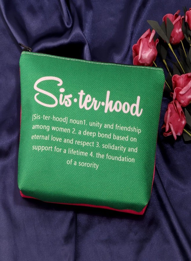 POFULL Pink and Green Sorority Graduation Bag - Greek Paraphernalia Cosmetic Bag Sisterhood Gift (Pink and green bag) - Image 4