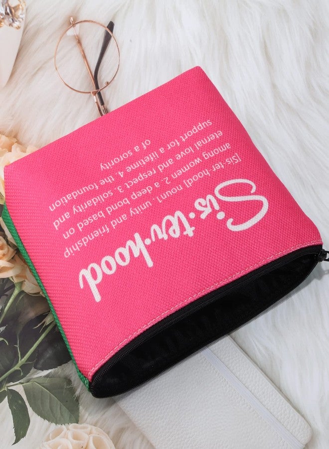POFULL Pink and Green Sorority Graduation Bag - Greek Paraphernalia Cosmetic Bag Sisterhood Gift (Pink and green bag) - Image 5