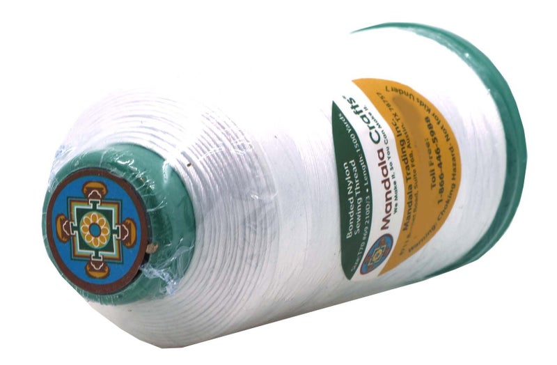 Mandala Crafts Bonded Nylon Thread White Heavy Duty Sewing Threads - 1500 YDs Size 69 210D T70 Tex 70 Thread for Leather Jeans Weaving Outdoor Marine Upholstery Threads - Image 3