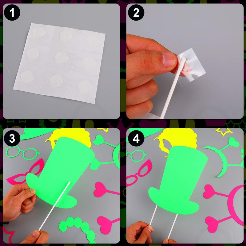 Skylety 42 Pcs Neon Photo Booth Props Glow Photo Booth Fully Assembled Neon Glow Party Colorful Black Light Fluorescent Paper Posing Props for Birthday Wedding Halloween Christmas Decorations - Image 4