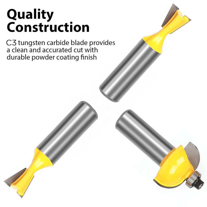 KOWOOD 24X Router Bits Set 1/2 Inch Shank Made of 45# Carbon Steel C3 Alloy Blade for Professional Woodworking - Image 4