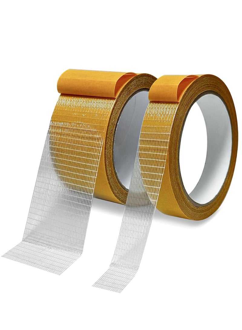 Heavy Duty Double Sided Fabric Tape, Multifunctional Double Stick Carpet Tape, 1 inch/2 inch x 33FT (10m), Strong Adhesive 2 Rolls for Versatile Use - Image 1