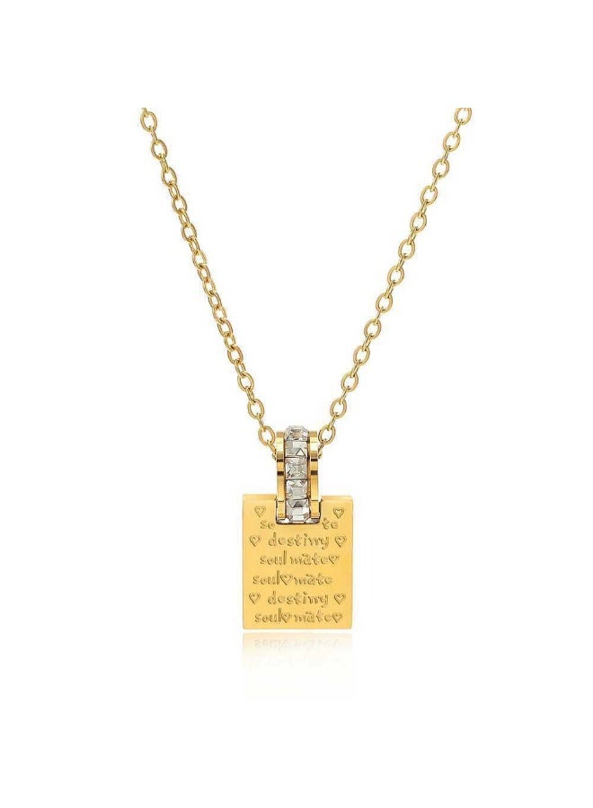 Goolsky قلادة حب مربعة بحروف كورية - تصميم حلقة زيركون دائرية، زخارف حروف وزيركون، للارتداء اليومي/هدية رومانسية - Image 2