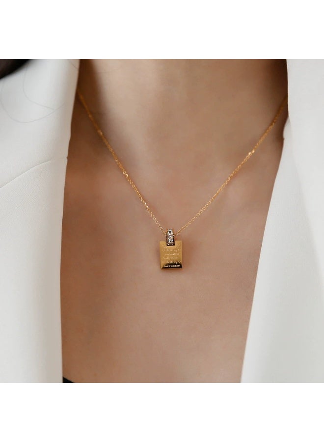 Goolsky قلادة حب مربعة بحروف كورية - تصميم حلقة زيركون دائرية، زخارف حروف وزيركون، للارتداء اليومي/هدية رومانسية - Image 1