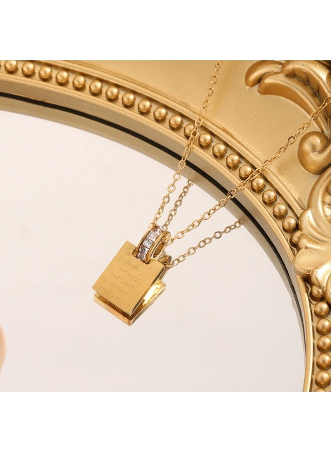 Goolsky قلادة حب مربعة بحروف كورية - تصميم حلقة زيركون دائرية، زخارف حروف وزيركون، للارتداء اليومي/هدية رومانسية - Image 4