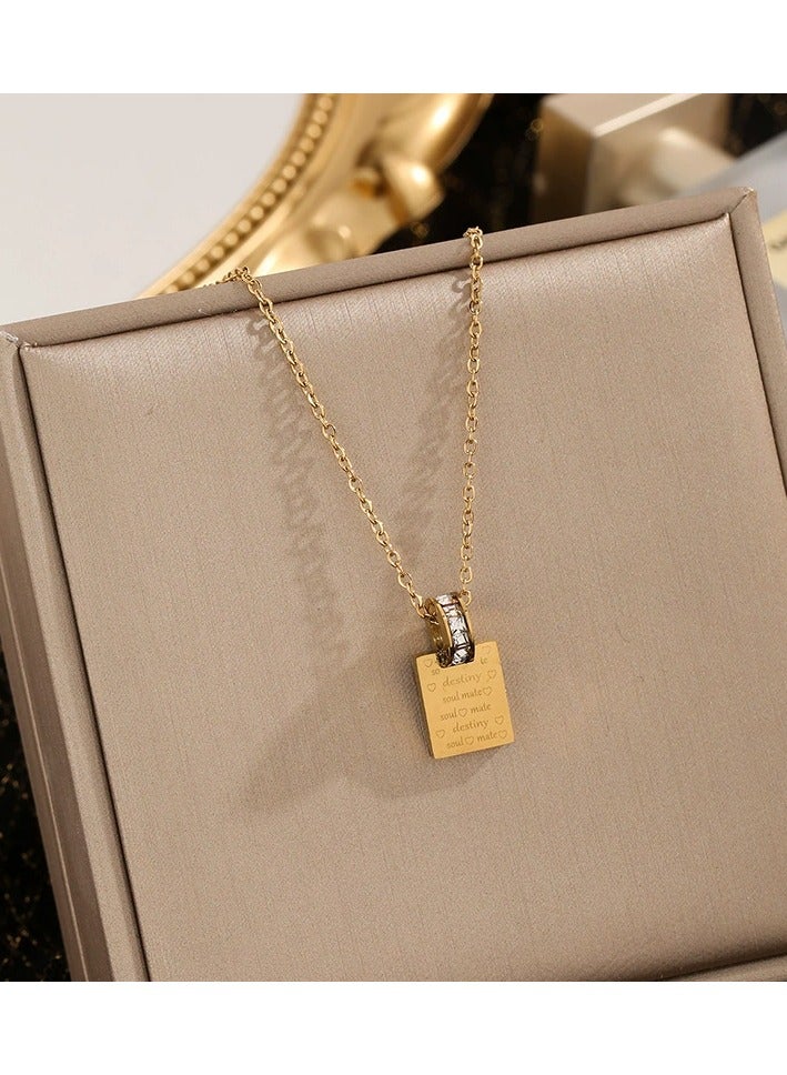 Goolsky قلادة حب مربعة بحروف كورية - تصميم حلقة زيركون دائرية، زخارف حروف وزيركون، للارتداء اليومي/هدية رومانسية - Image 5