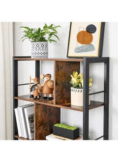 AGD 4-Tier Freestanding Storage Shelf, Reinforced Wood Panels and Sturdy Metal Frame, Display and Storage Rack for Books and Other Items, in Living Room, Kitchen, Office, 155*28*72cm, Rustic Brown  - Image 4