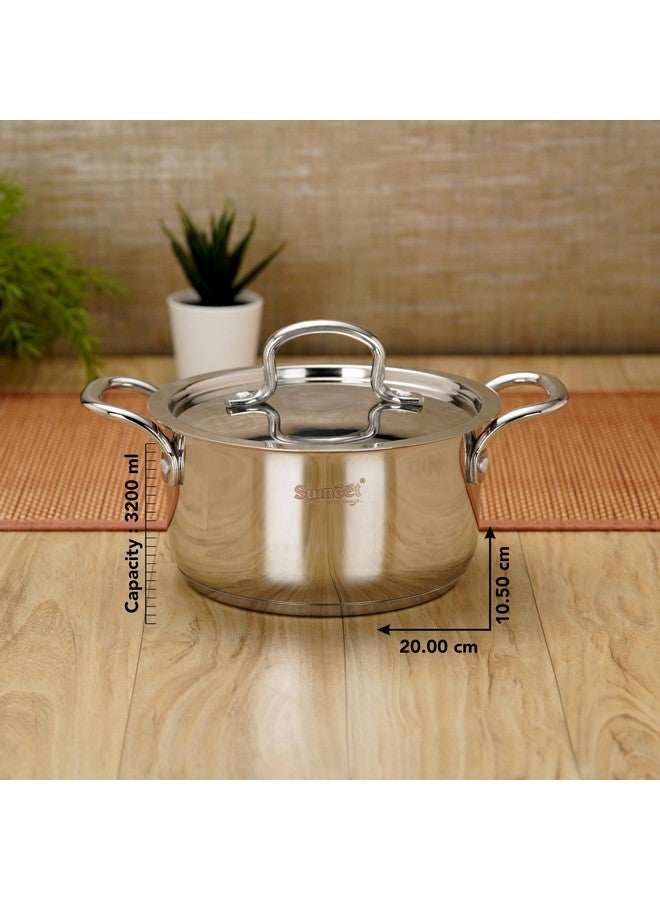 Sumeet Stainless Steel Induction Bottom(Encapsulated Bottom)Casserole With S.S Lid 3.2 Liters,20 Cm Dia,Silver - Image 4