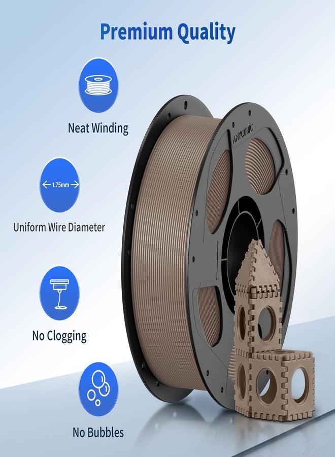 إني كيوبيك خيوط طابعة ثلاثية الأبعاد من نوع ANYCUBIC PLA، خيوط طباعة ثلاثية الأبعاد بتقنية RFID، قطر 1.75 مم، دقة أبعاد ± 0.02 مم، بكرة وزنها 1 كجم (2.2 رطل)، لون بني - Image 2