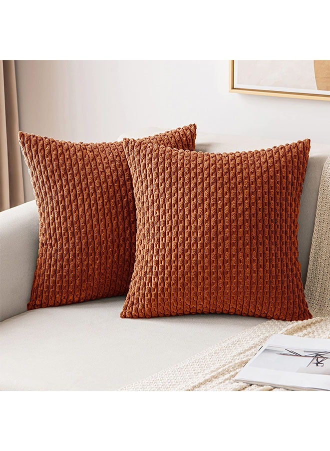 Muyixin 2-Piece Corduroy Decorative Boho Striped Pillow Covers Sofa Pillowcases for Couch Bed Sofa Living Room  - Image 1
