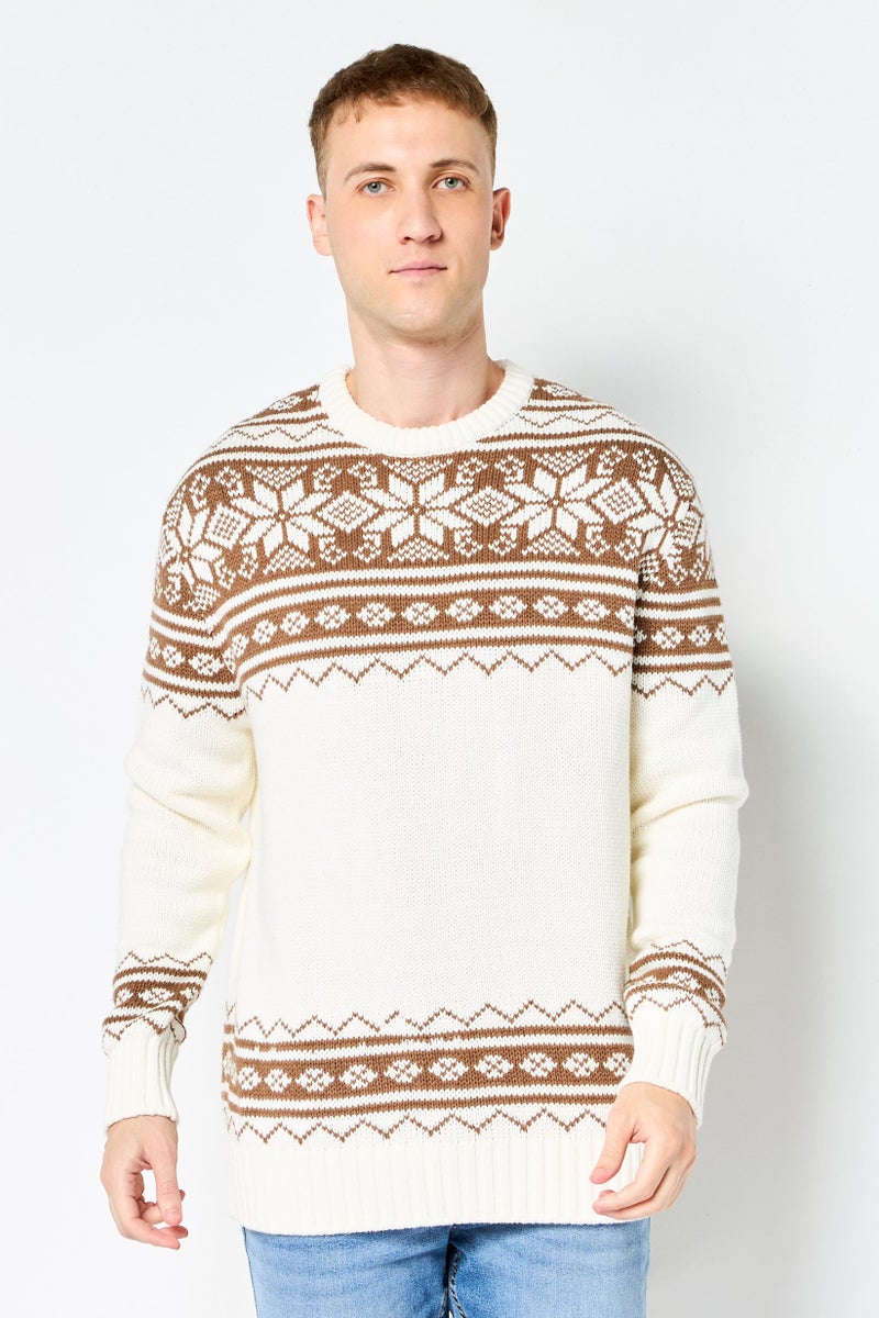 Celio Men Printed knitted Sweater, Multicolor - Image 1