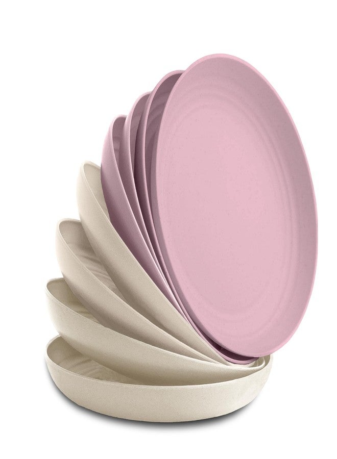 Nook Theory Reusable Wheat Straw Plates 8 Pcs - Non Toxic Plate, Microwavable, Dishwasher Safe and Unbreakable Dinnerware (Petal 9") - Image 1