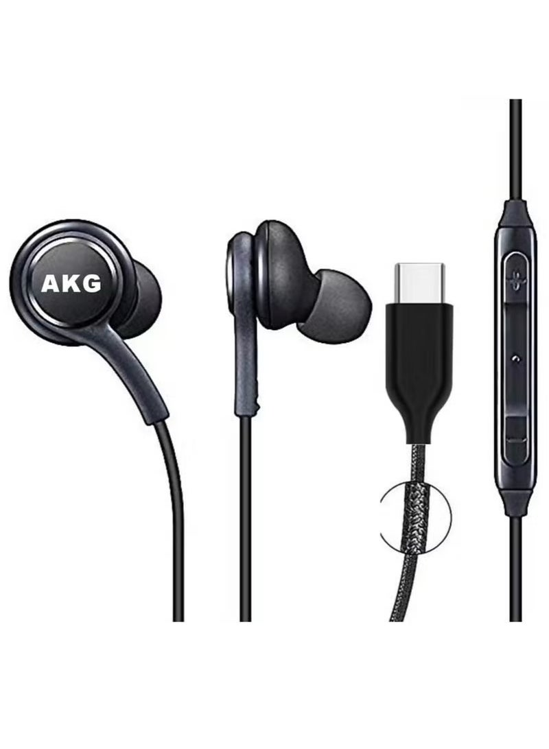 GENNEXT 2024 In-Ear Stereo Headphones for Samsung Galaxy S24/S23/S22/S21/S20, Note 10/10+ – AKG Designed with Microphone & Volume Control, Type-C Connector (Black) - Image 2