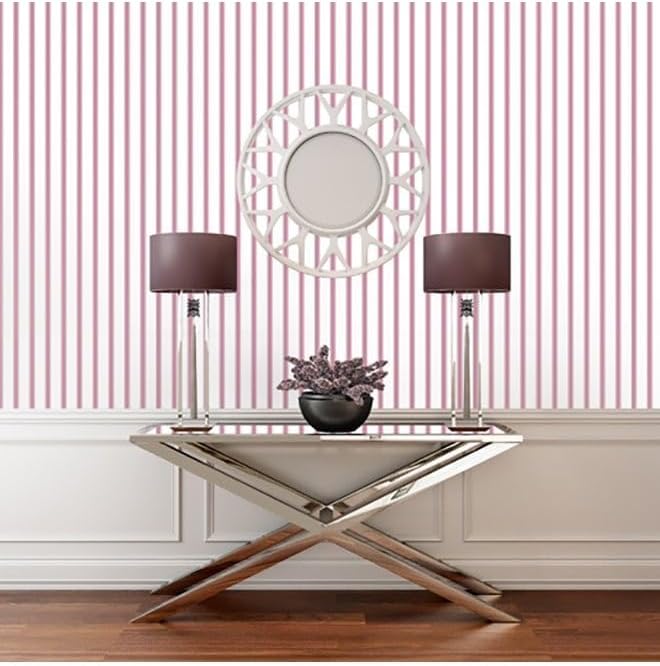BPA Stylish Non Woven Home Wallpaper - Pink/White - Image 2