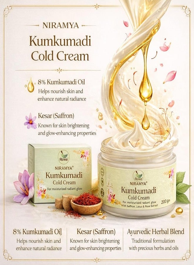 Niramya Kumkumadi Cold Cream | Ayurvedic Moisturizer Cream for Dry Skin | Winter Face Cream for Women & Men | With Saffron, Lotus & Rose Extract (200g) - Image 5