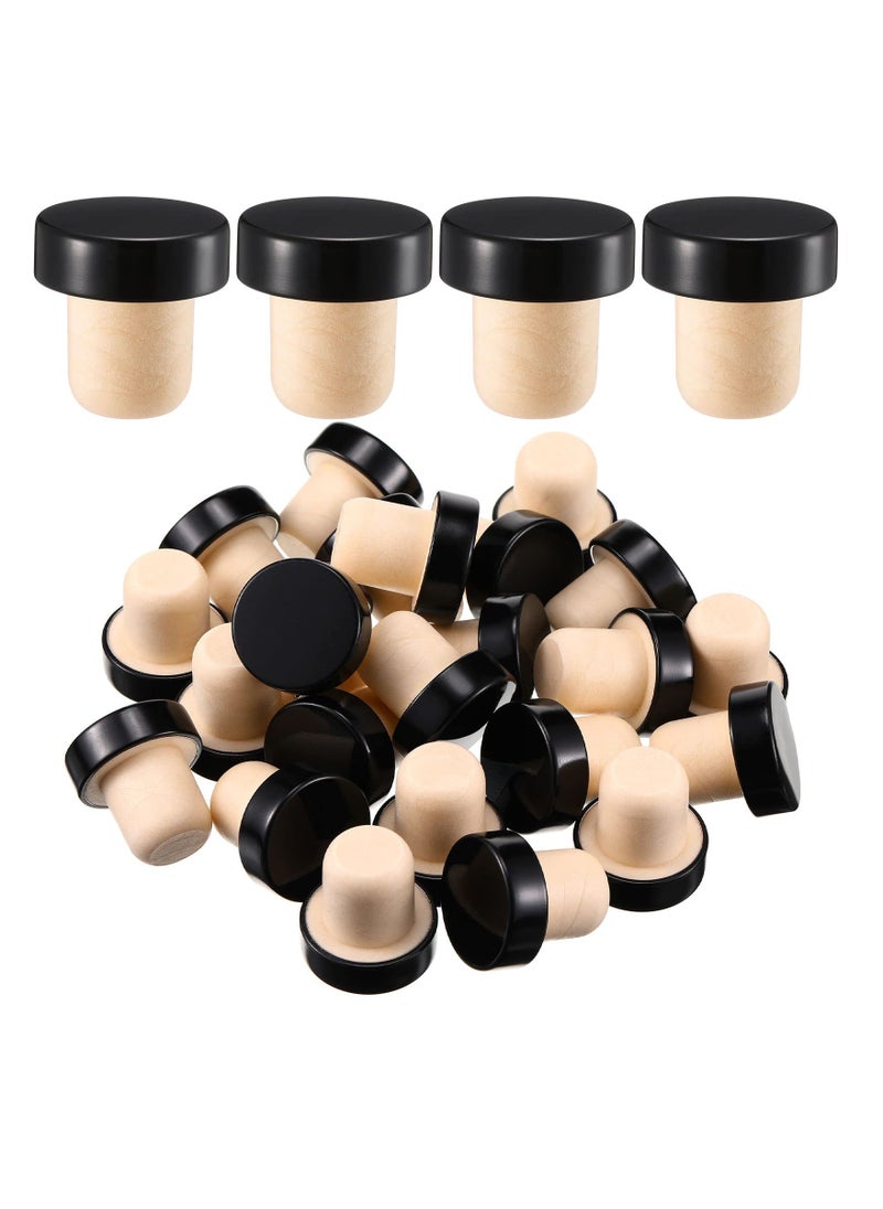 Excefore T-shaped Stopper Cork Wine Stopper, Bottle Stoppers Reusable Wine Bottle Stopper,  Wine Corks for Wine Bottles, Stopper Sealing Plug Bottle for Wine Beer Bottles DIY Craft (Black, 24 Pieces)  - Image 1