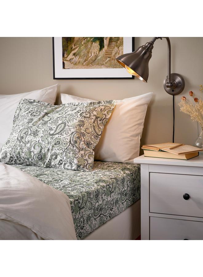 Zaboon Fitted sheet, green/white, 140x200 cm - Image 3