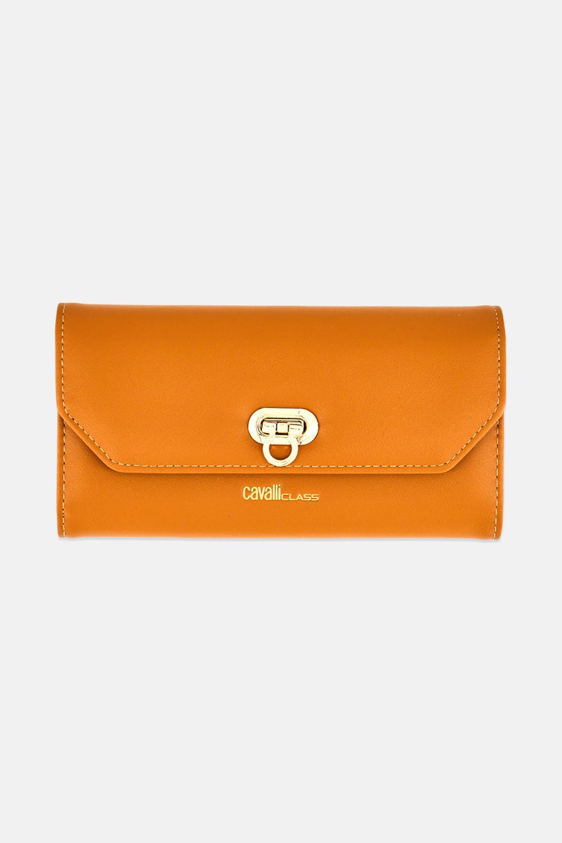 Cavalli Class Women Plain Leather Wallet, Brown - Image 1