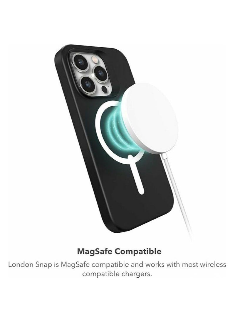 ZAGG - جراب London Snap الواقي المتين المصنوع من الجرافين لهاتف iPhone 15 Pro، جراب متوافق مع MagSafe مع جزء خارجي من القماش الأنيق، نحيف وخفيف الوزن - زهري مزرق - Image 1