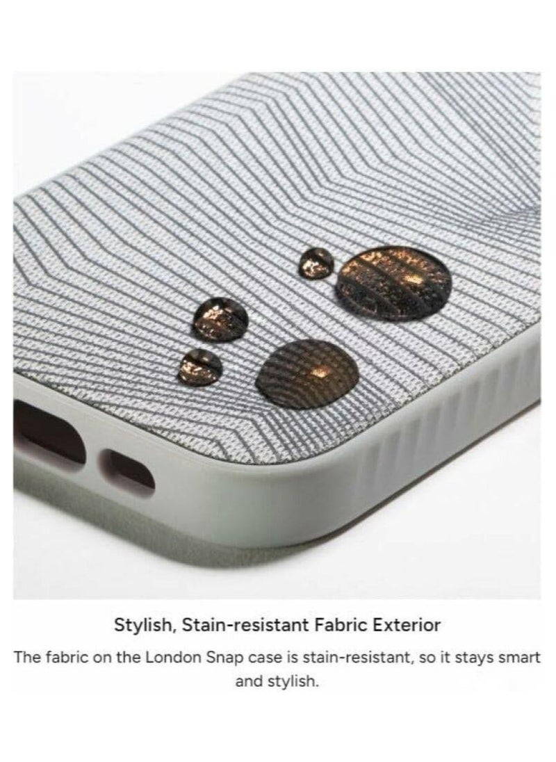 ZAGG - جراب London Snap الواقي المتين المصنوع من الجرافين لهاتف iPhone 15 Pro، جراب متوافق مع MagSafe مع جزء خارجي من القماش الأنيق، نحيف وخفيف الوزن - زهري مزرق - Image 1