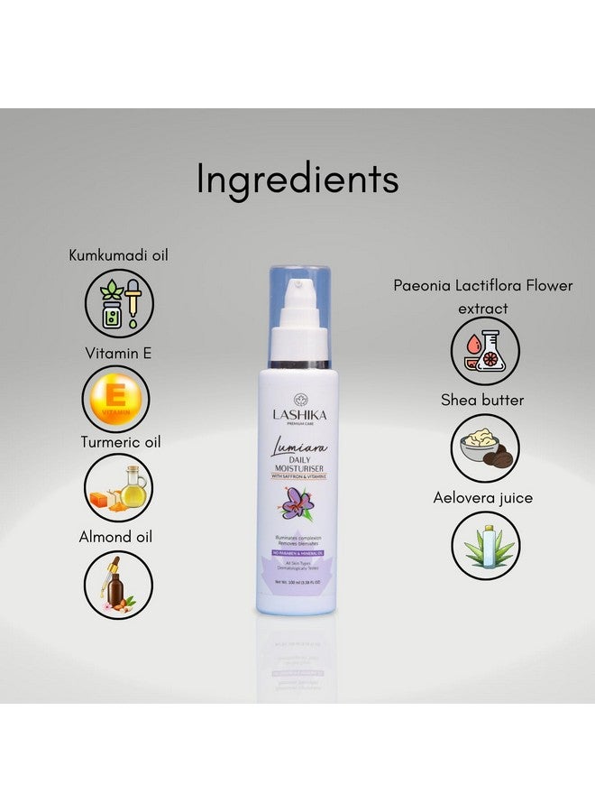 LASHIKA Lumiara Daily Moisturiser with Saffron & Vitamin E | Illuminates Complexion Removes Blemishes | Brightens & Hydrates Skin | For All Skin Types | For Men & Women - 100 ML (Pack of 1) - Image 5