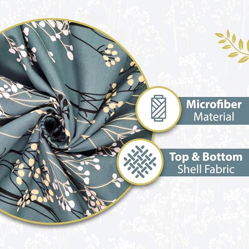 Divine Casa 120 GSM Microfiber Single Kids Dohar (0-4 Years) | Soft & Lightweight Throw Blanket | Cozy & Breathable | All-Season Comfort | 140 x 100 CM | Floral Branches Pattern | Teal & White - Image 4