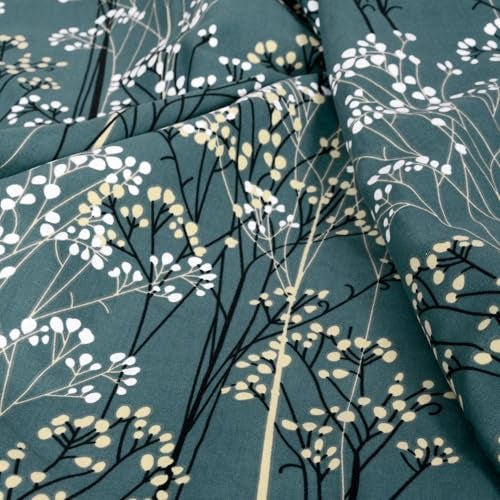 Divine Casa 120 GSM Microfiber Single Kids Dohar (0-4 Years) | Soft & Lightweight Throw Blanket | Cozy & Breathable | All-Season Comfort | 140 x 100 CM | Floral Branches Pattern | Teal & White - Image 3