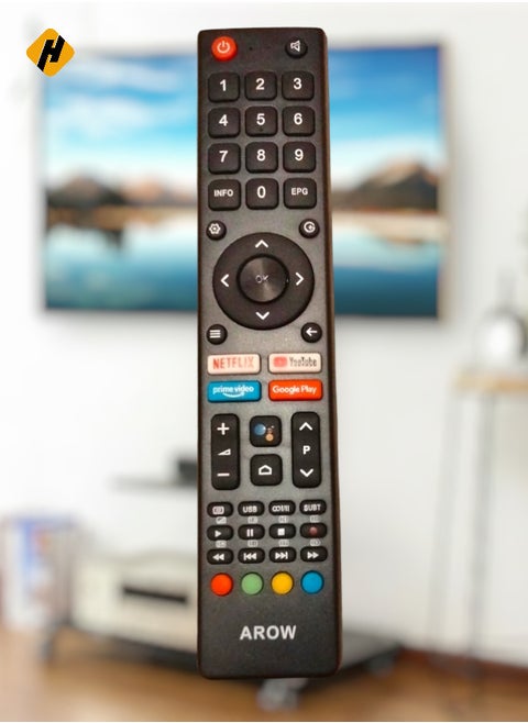 السهم للتحكم عن بعد في التلفاز الذكي | جهاز تحكم عن بعد بديل للتلفزيون الذكي Arrow LCD LED مع أزرار مفاتيح Netflix YouTube Google Play وPrime Video