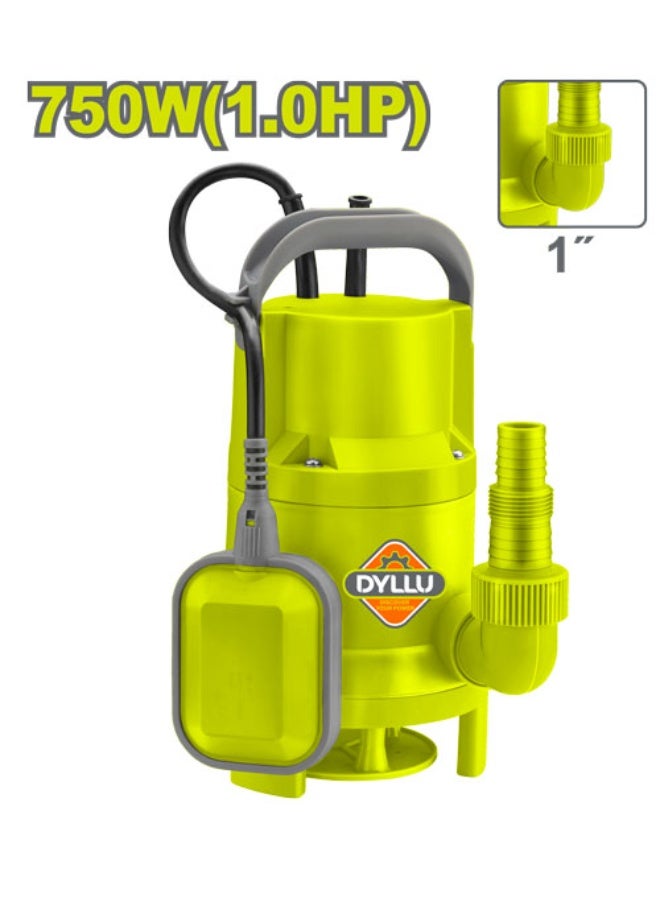 DYLLU 750W 1HP Dirty Water Submersible Pump – 217L/Min, 8m Head, Float Switch