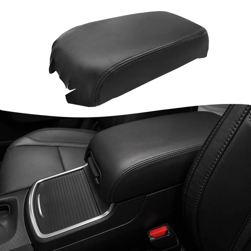 KBH Auto Center Console Lid Armrest Cover Replacement for Dodge Charger & Chrysler 300 2011-2020, Vinyl Leather Console Arm Rest Covers, Waterproof, Anti-Scratch, Black