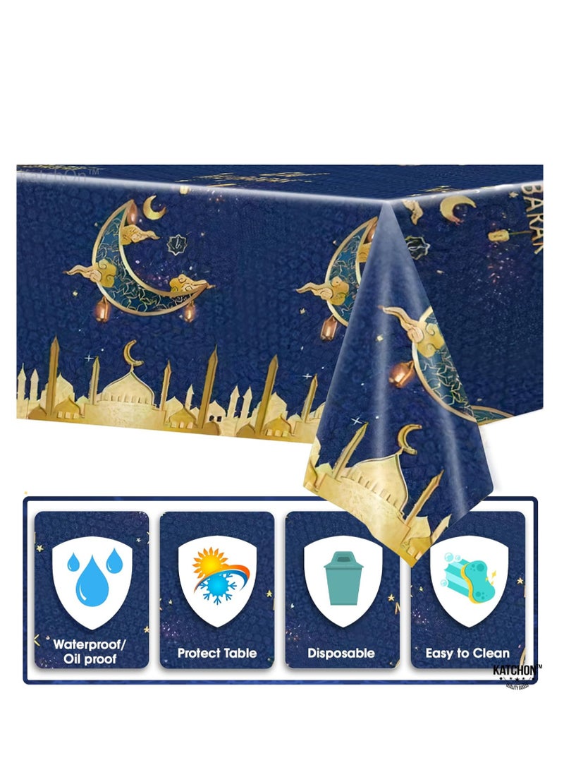 مجموعة أدوات مائدة رمضان وعيد مبارك مكونة من 176 قطعة تكفي 24 ضيفًا، تتضمن أطباق عشاء مقاس 9 بوصات، وأطباق حلوى مقاس 7 بوصات، وأكواب سعة 9 أونصات، ومناديل عيد مبارك، ومفرش طاولة لتزيين رمضان - Image 4