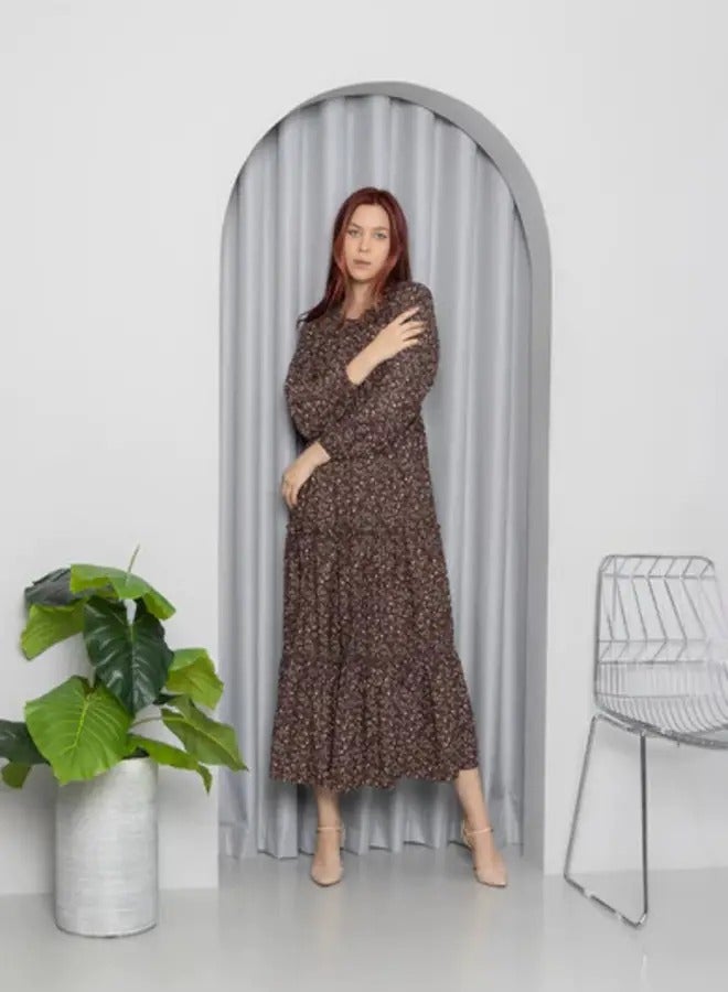 Ideal Brown Polka Dots and Tiered Frill Maxi - Image 1