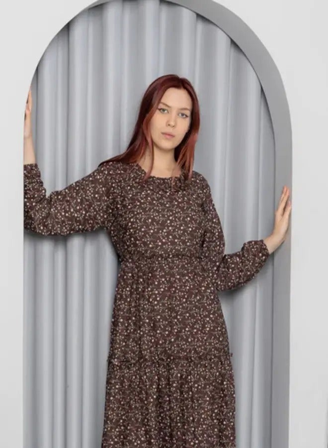 Ideal Brown Polka Dots and Tiered Frill Maxi - Image 2