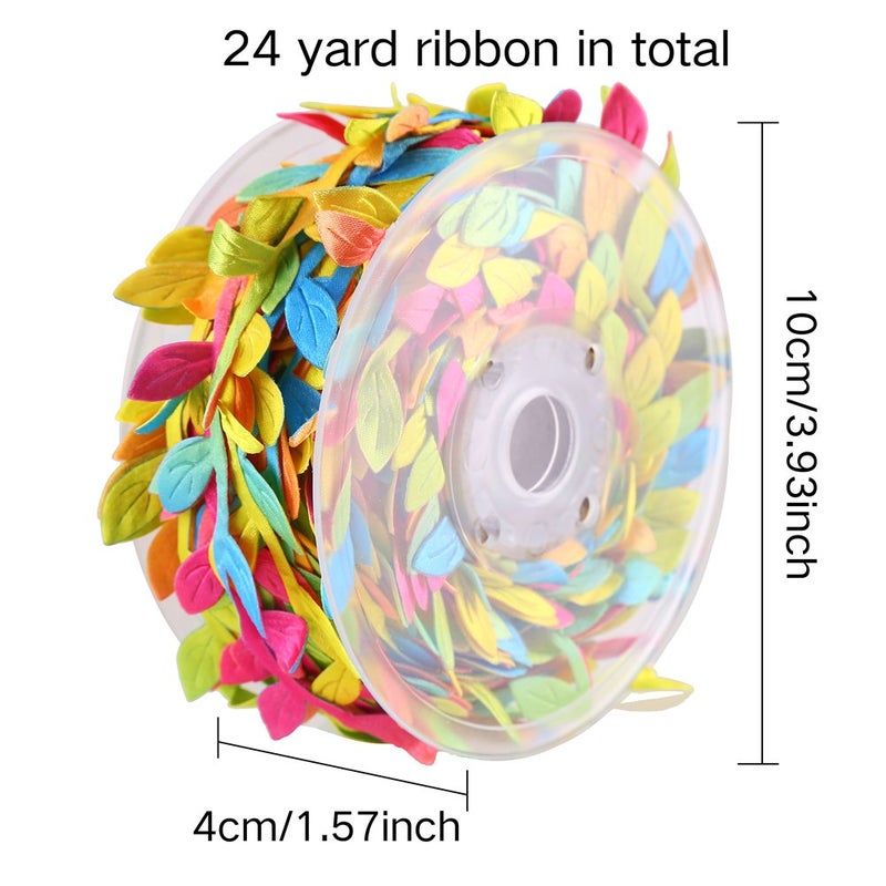 CCINEE 24 Yard Artificial Leaf Ribbon Colorful Fabric Leaf Ribbon Trim for Wreath Garland Making  Home Decoration  Gift Wrapping and Crafts Accessory - Image 5