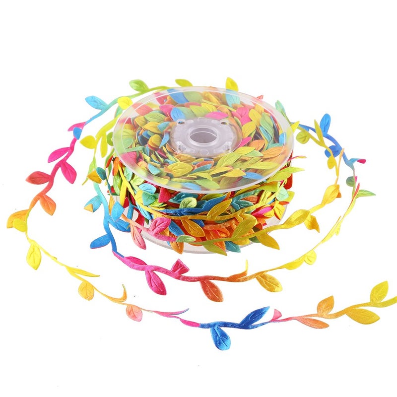 CCINEE 24 Yard Artificial Leaf Ribbon Colorful Fabric Leaf Ribbon Trim for Wreath Garland Making  Home Decoration  Gift Wrapping and Crafts Accessory - Image 2
